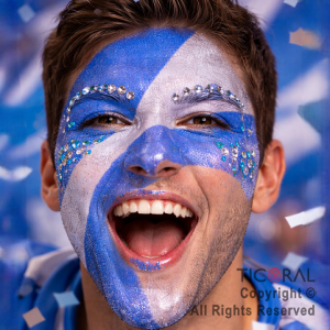 KIT MAQUILLAJE ARTISTICO GLITTER CELESTE Y PLATA (BLISTER X 2 UNID - 4 GR) + STRASS